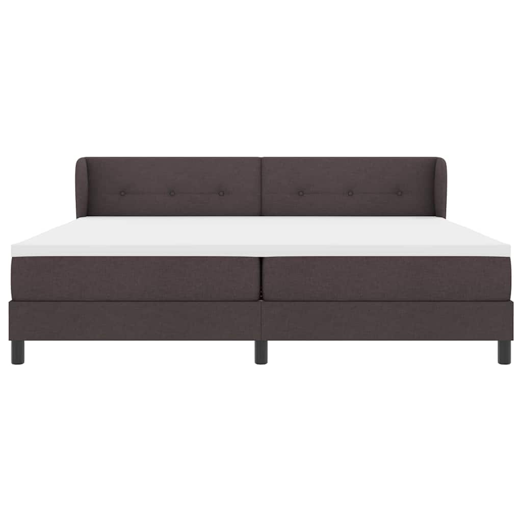 vidaXL Łóżko sprężynowe Z zagłówkiem Ciemny brąz 200 x 200 cm tkanina