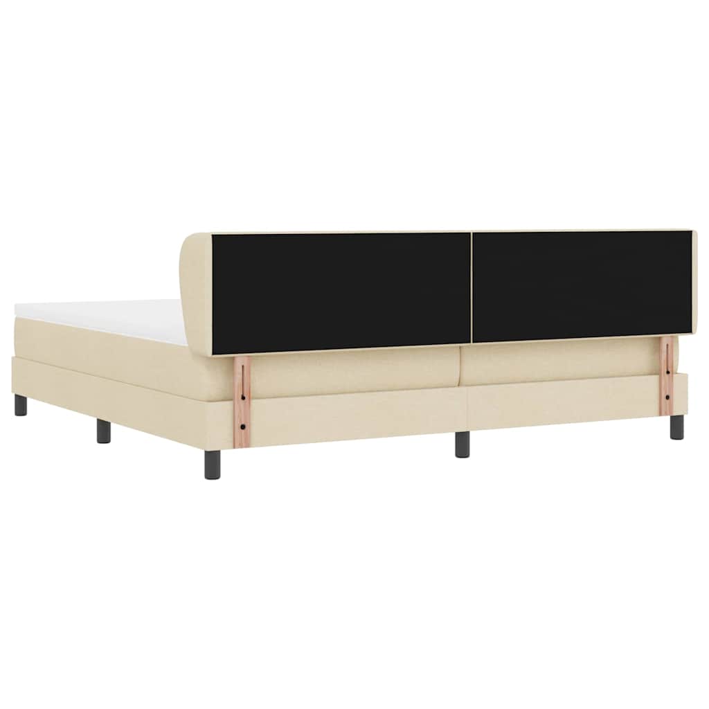 vidaXL Łóżko sprężynowe z materacem Kremowy 200 x 200 cm tkanina