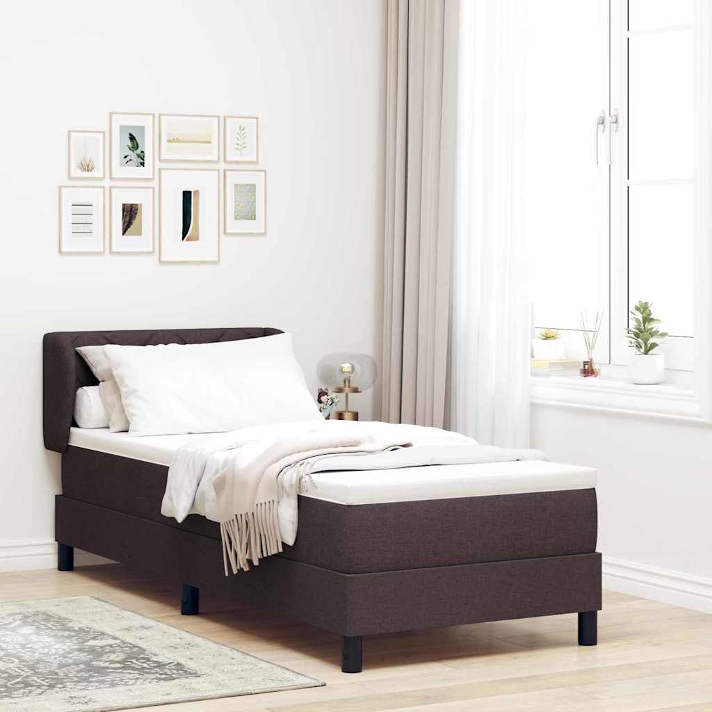 vidaXL Łóżko sprężynowe z materacem Ciemny brąz 80 x 200 cm tkanina