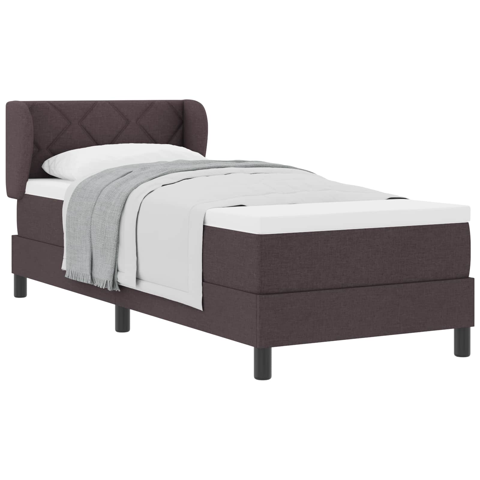 vidaXL Łóżko sprężynowe z materacem Ciemny brąz 80 x 200 cm tkanina