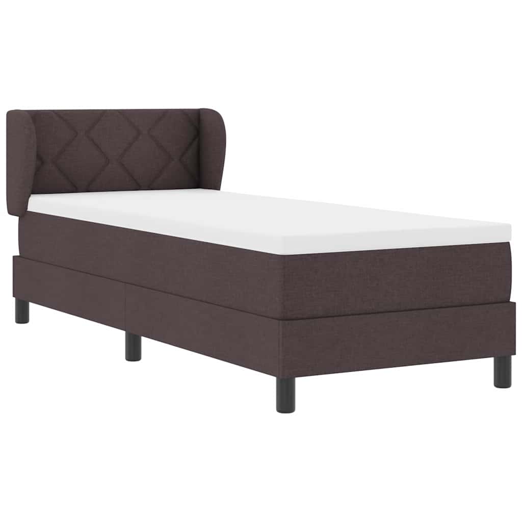 vidaXL Łóżko sprężynowe z materacem Ciemny brąz 80 x 200 cm tkanina