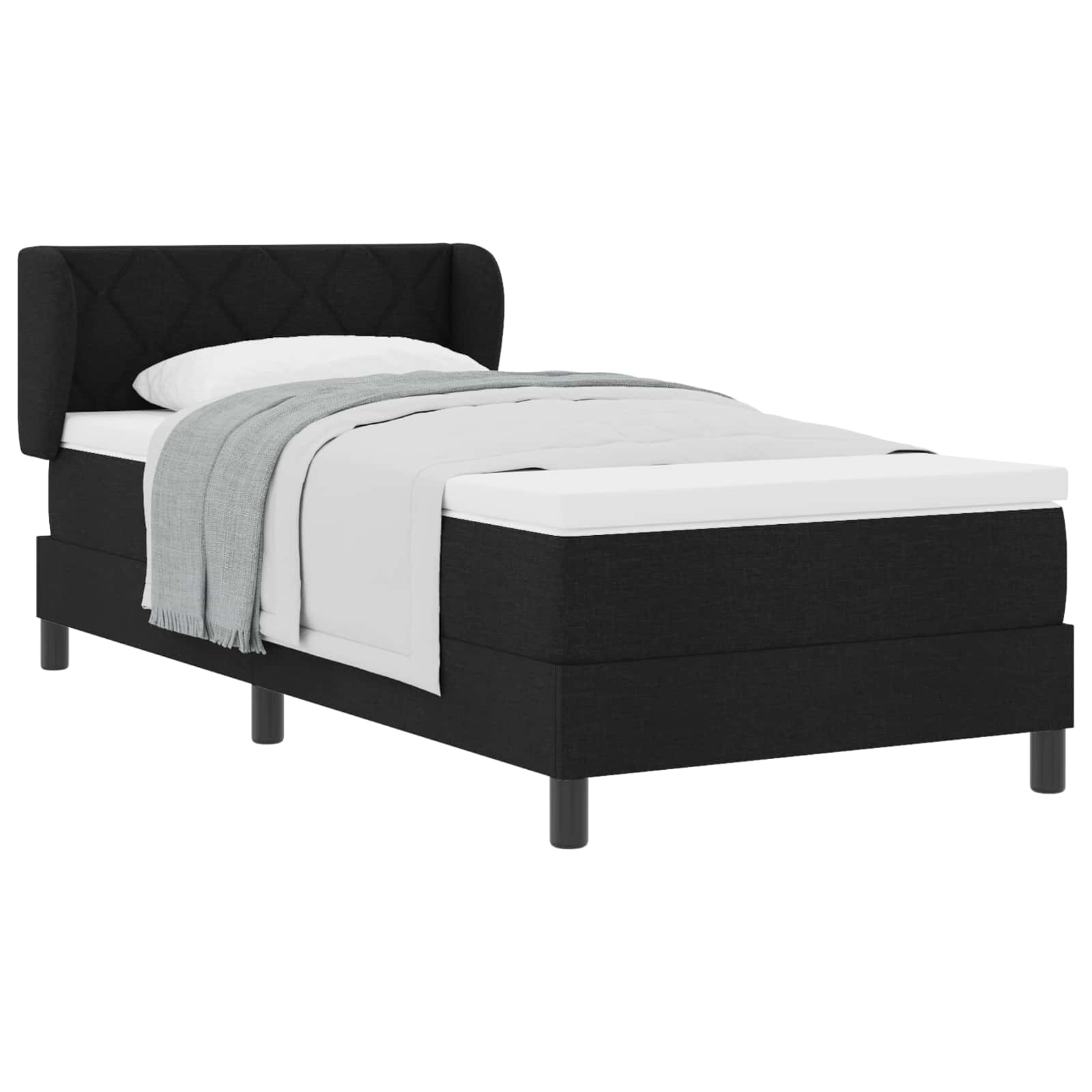 vidaXL Łóżko sprężynowe z materacem Czarny 90 x 190 cm tkanina