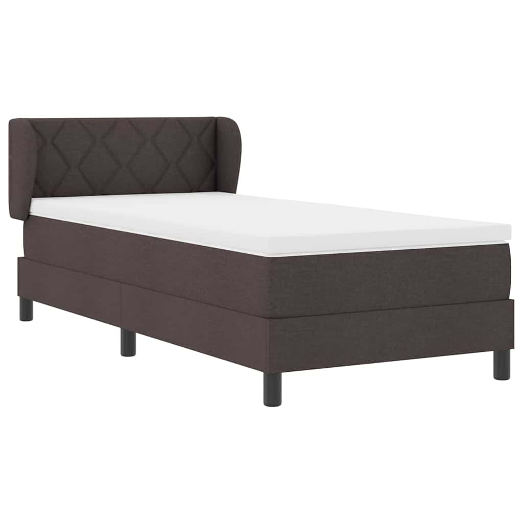 vidaXL Łóżko sprężynowe Z zagłówkiem Ciemny brąz 90 x 190 cm tkanina