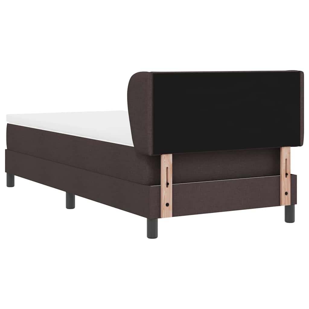 vidaXL Łóżko sprężynowe Z zagłówkiem Ciemny brąz 90 x 190 cm tkanina