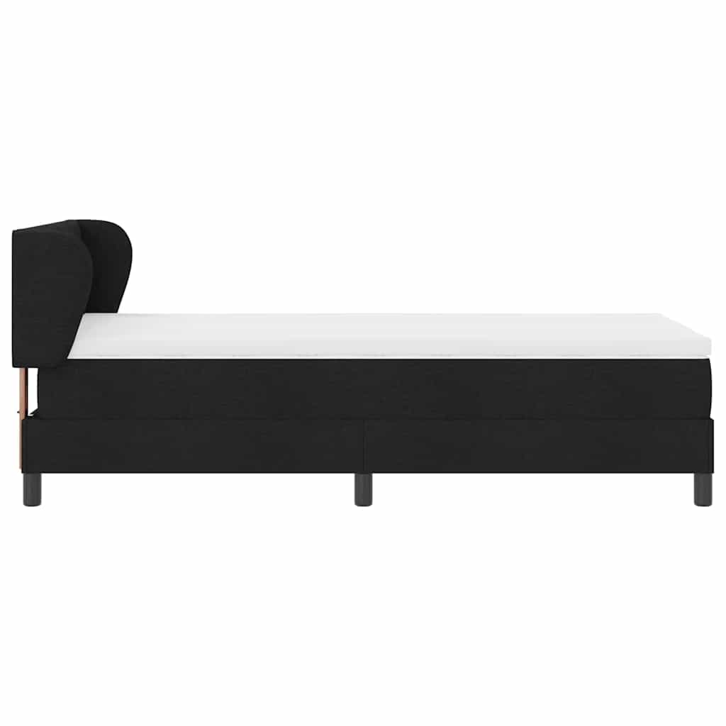 vidaXL Łóżko sprężynowe z materacem Czarny 90 x 200 cm tkanina