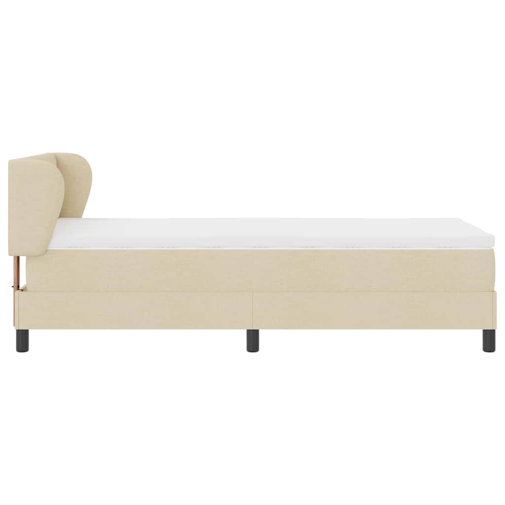 vidaXL Łóżko sprężynowe z materacem Kremowy 90 x 200 cm tkanina