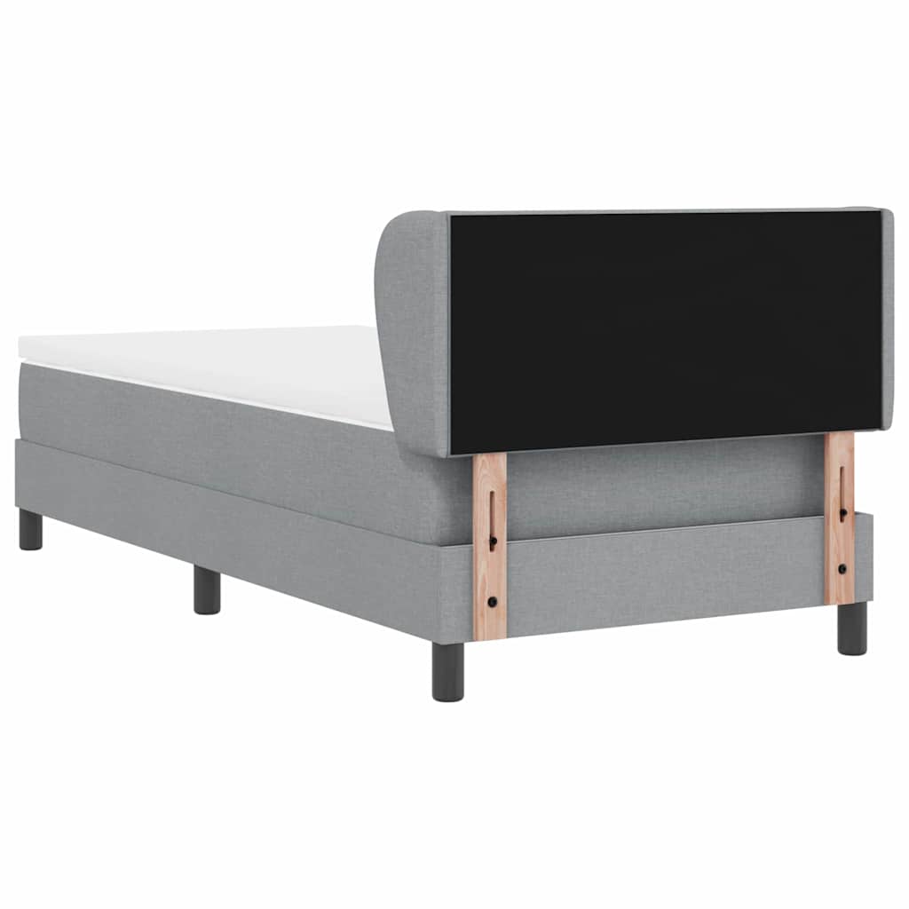 vidaXL Łóżko sprężynowe Z zagłówkiem Jasnoszary 100 x 200 cm tkanina