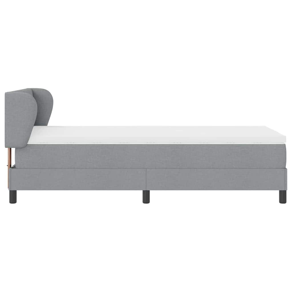 vidaXL Łóżko sprężynowe Z zagłówkiem Jasnoszary 100 x 200 cm tkanina