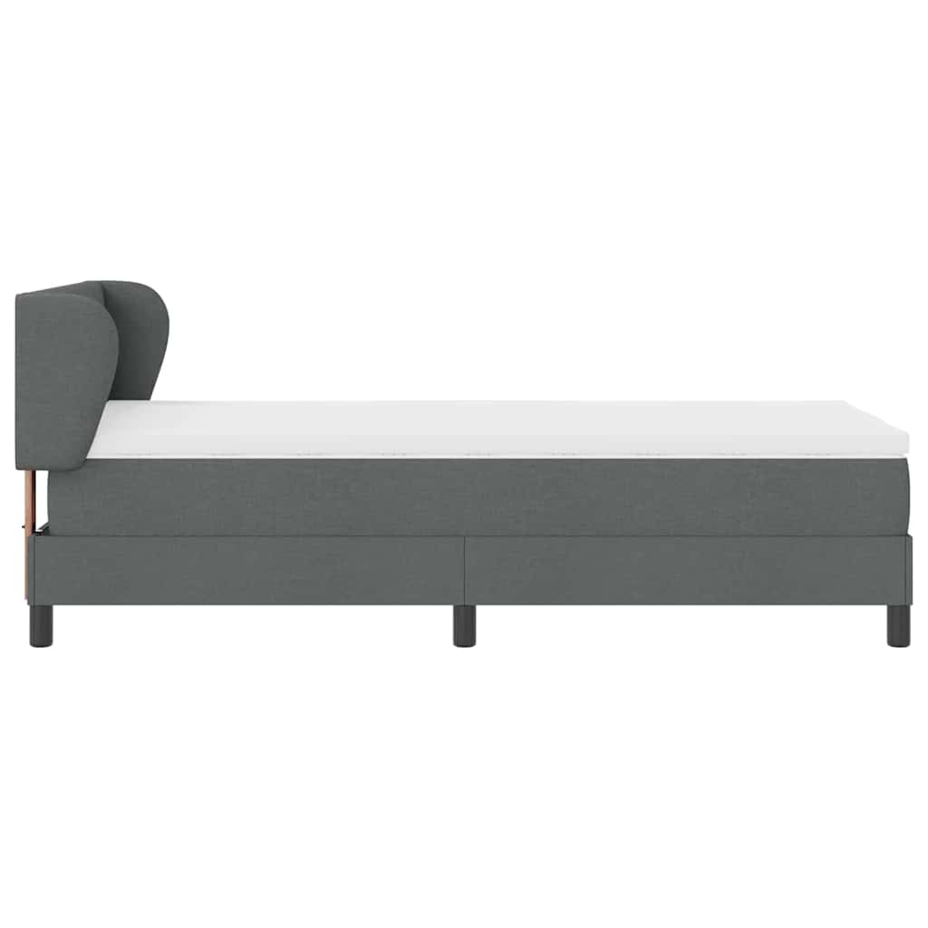 vidaXL Łóżko sprężynowe z materacem ciemno szary 100 x 200 cm tkanina