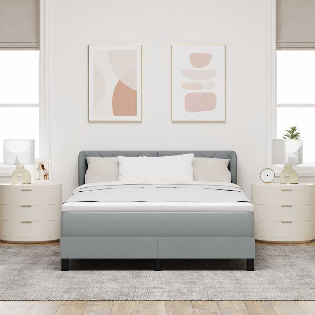 vidaXL Łóżko sprężynowe Z zagłówkiem Jasnoszary 140 x 190 cm tkanina