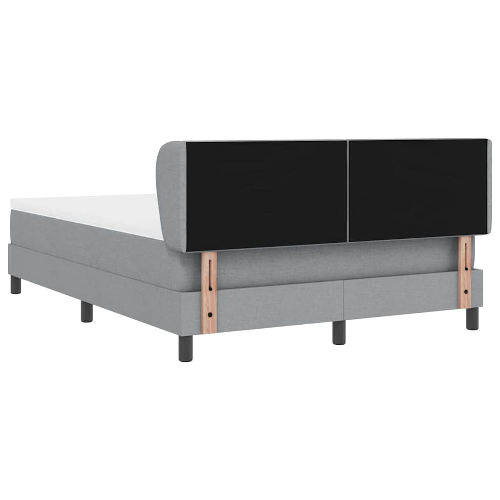 vidaXL Łóżko sprężynowe Z zagłówkiem Jasnoszary 140 x 190 cm tkanina