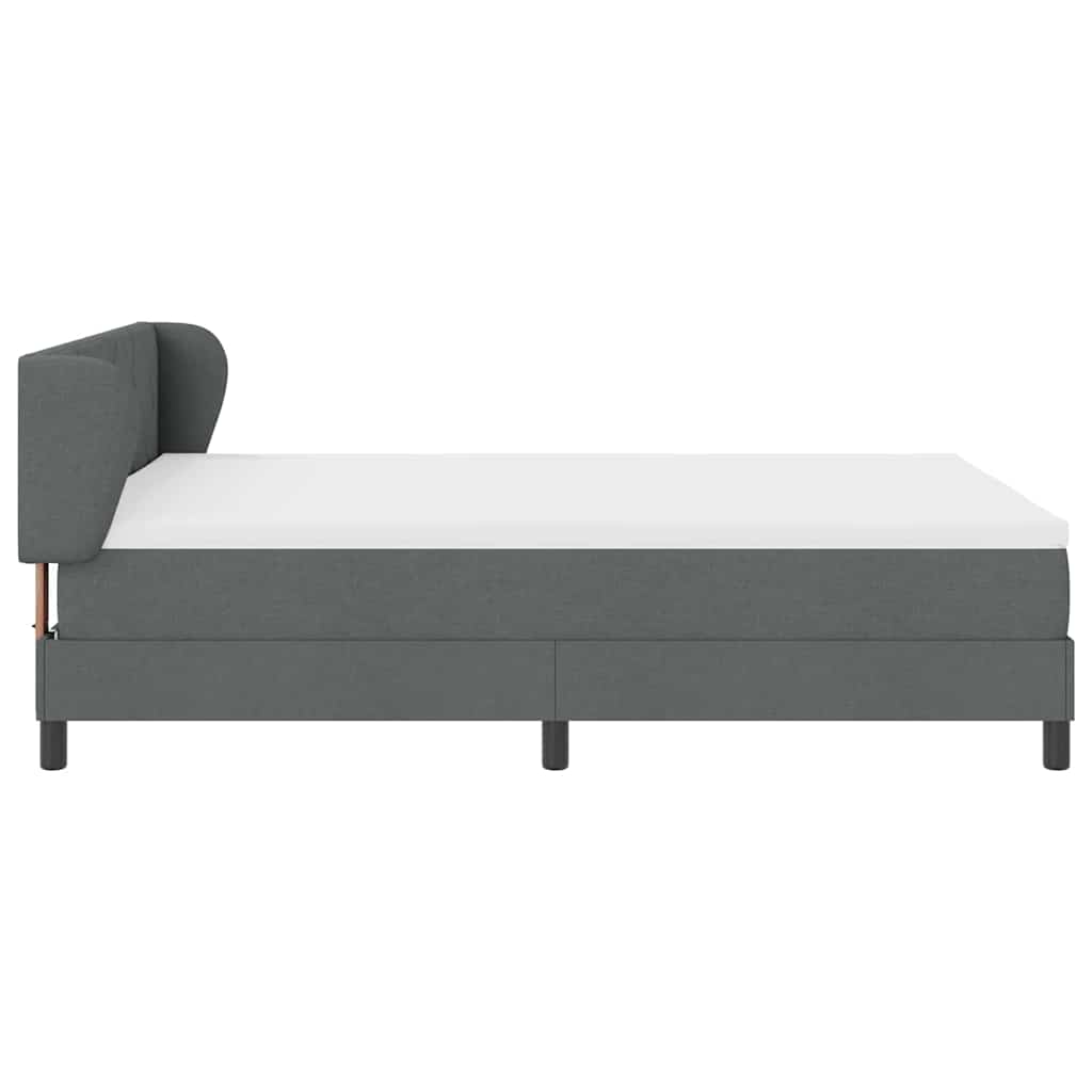 vidaXL Łóżko sprężynowe Z zagłówkiem ciemno szary 140 x 190 cm tkanina
