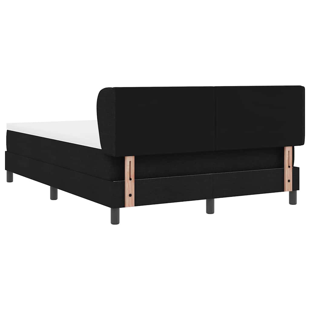 vidaXL Łóżko sprężynowe Z zagłówkiem Czarny 140 x 190 cm tkanina