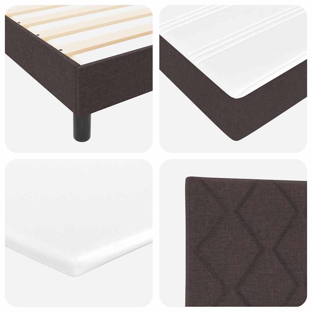 vidaXL Łóżko sprężynowe Z zagłówkiem Ciemny brąz 140 x 200 cm tkanina