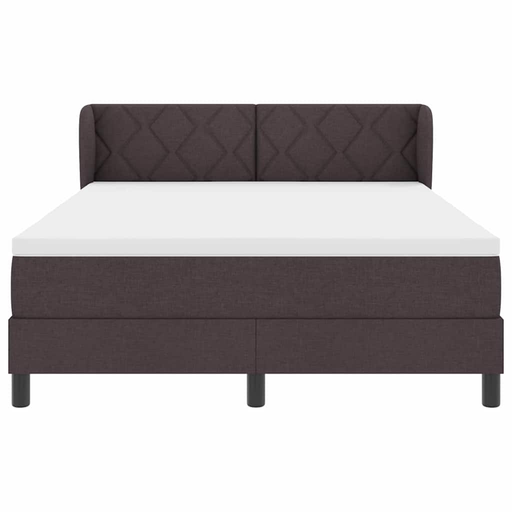 vidaXL Łóżko sprężynowe Z zagłówkiem Ciemny brąz 160 x 200 cm tkanina