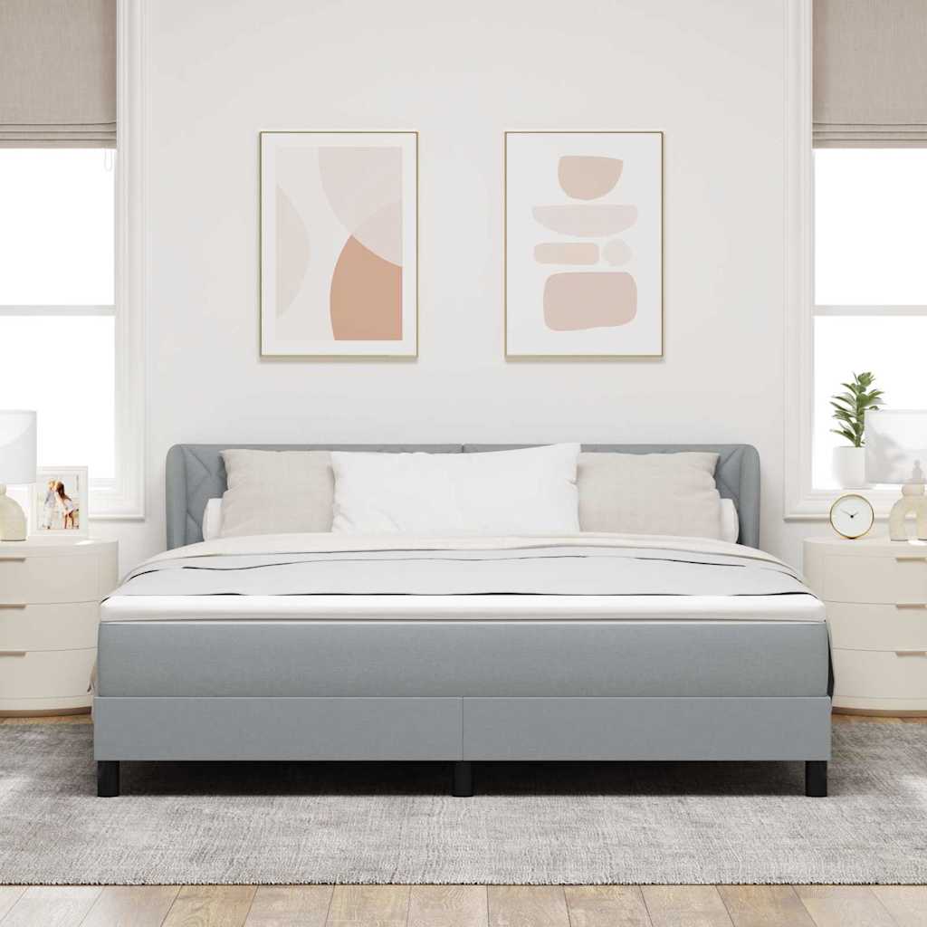 vidaXL Łóżko sprężynowe Z zagłówkiem Jasnoszary 180 x 200 cm tkanina