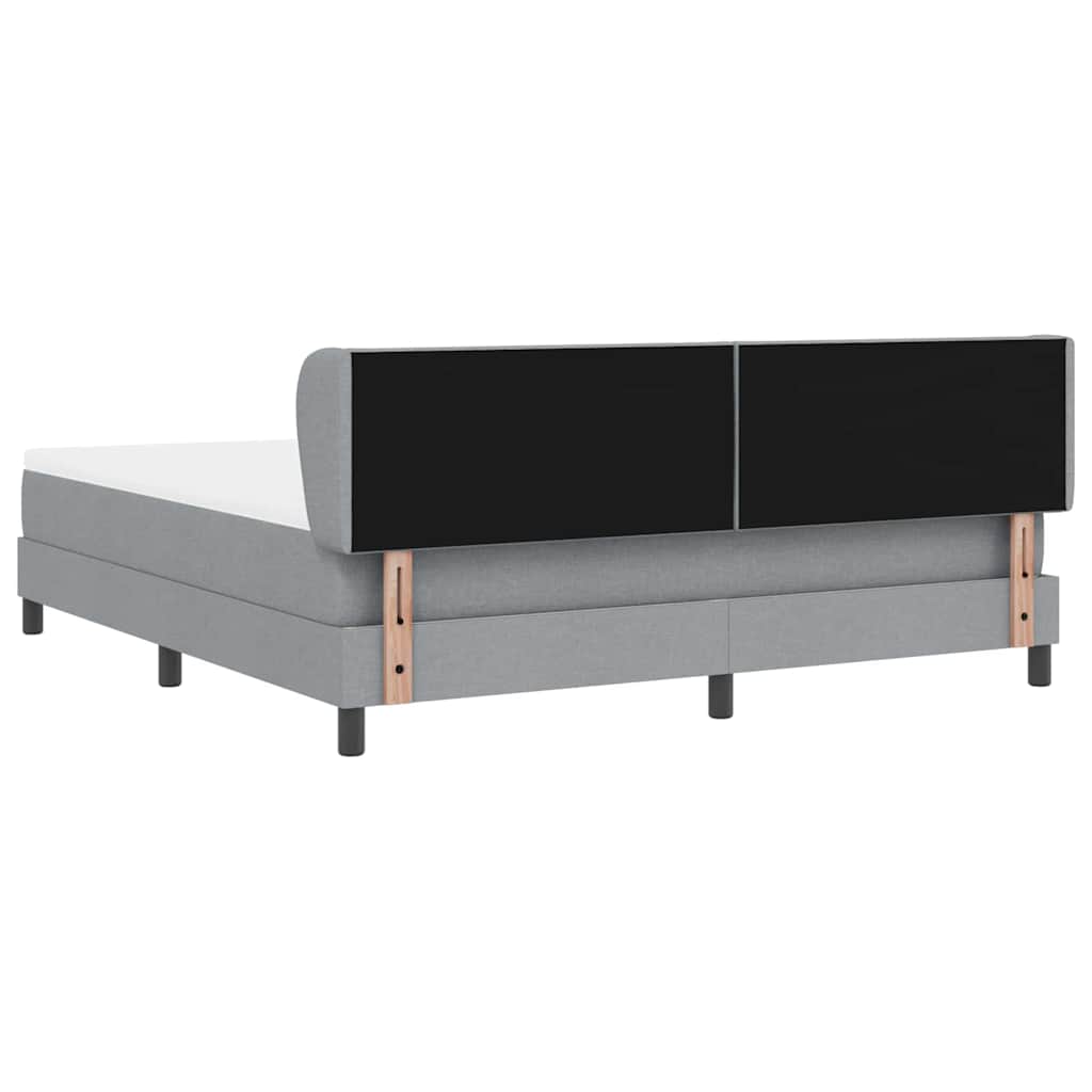 vidaXL Łóżko sprężynowe Z zagłówkiem Jasnoszary 180 x 200 cm tkanina