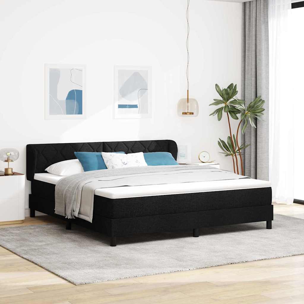 vidaXL Łóżko sprężynowe Z zagłówkiem Czarny 180 x 200 cm tkanina