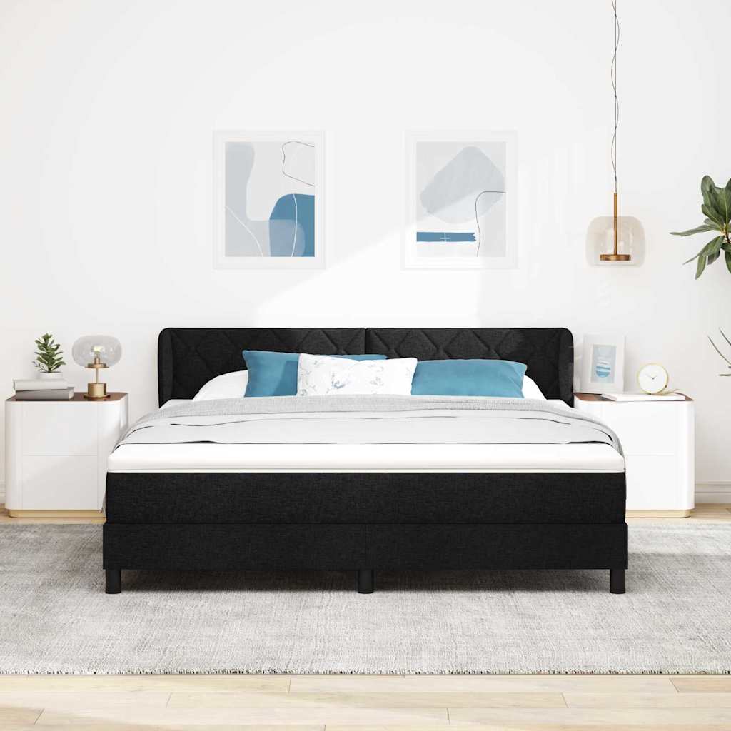 vidaXL Łóżko sprężynowe Z zagłówkiem Czarny 180 x 200 cm tkanina