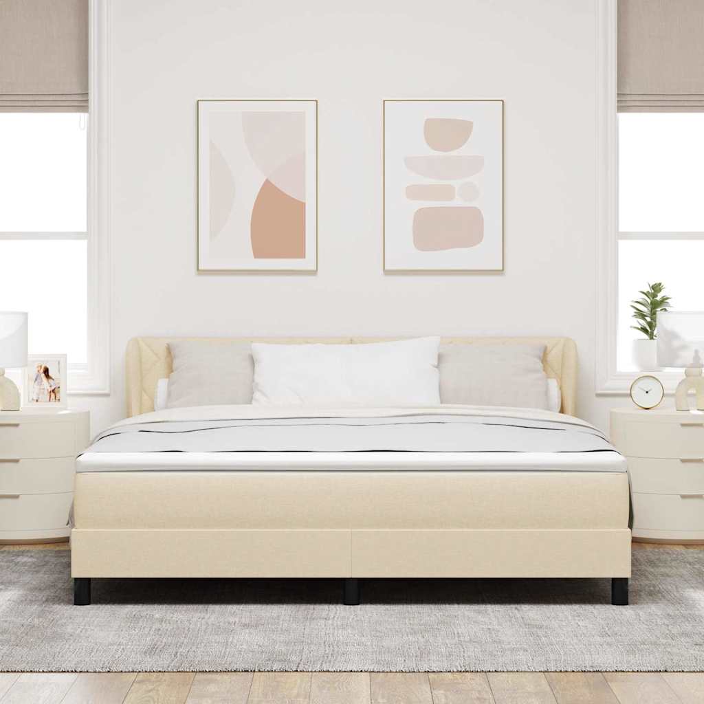 vidaXL Łóżko sprężynowe Z zagłówkiem Kremowy 180 x 200 cm tkanina