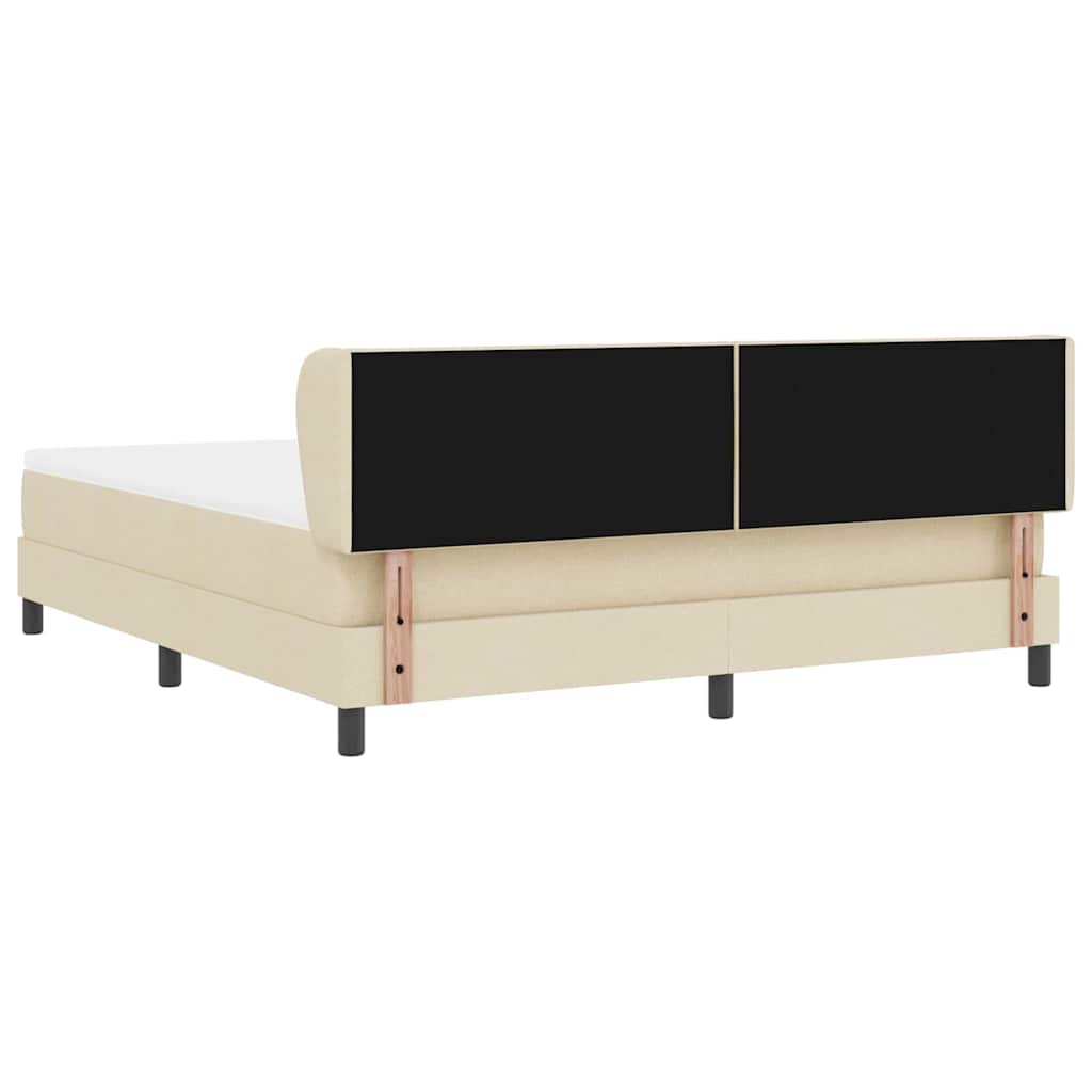 vidaXL Łóżko sprężynowe Z zagłówkiem Kremowy 180 x 200 cm tkanina