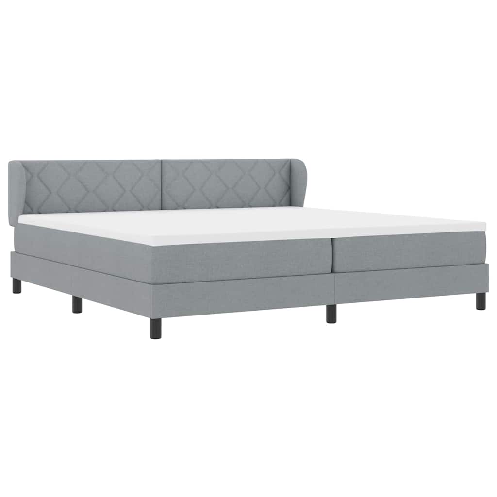 vidaXL Łóżko sprężynowe z materacem Jasnoszary 200 x 200 cm tkanina