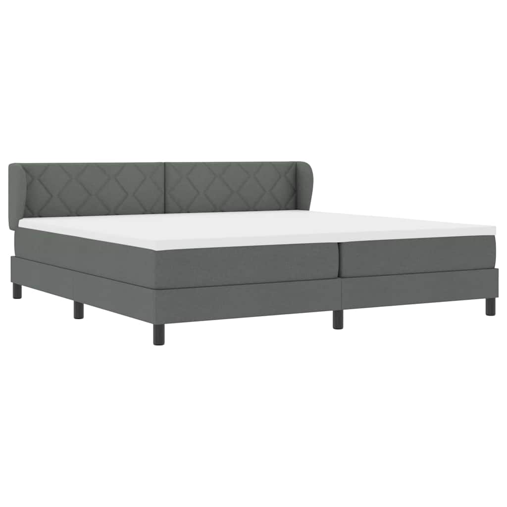 vidaXL Łóżko sprężynowe Z zagłówkiem ciemno szary 200 x 200 cm tkanina