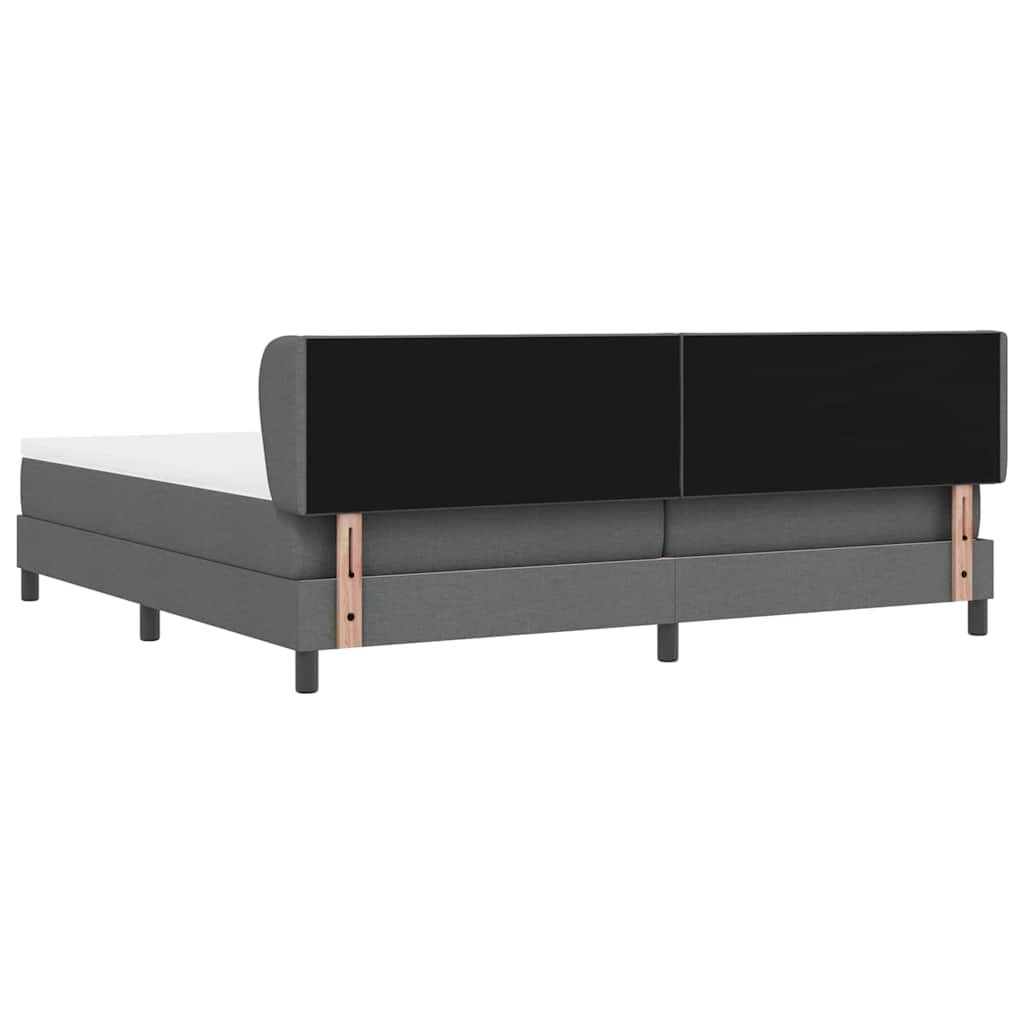 vidaXL Łóżko sprężynowe Z zagłówkiem ciemno szary 200 x 200 cm tkanina