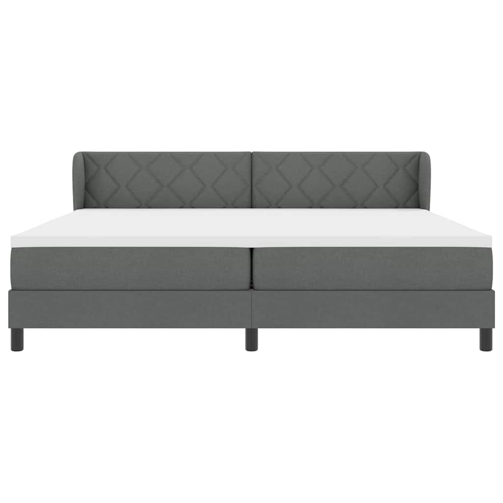 vidaXL Łóżko sprężynowe Z zagłówkiem ciemno szary 200 x 200 cm tkanina
