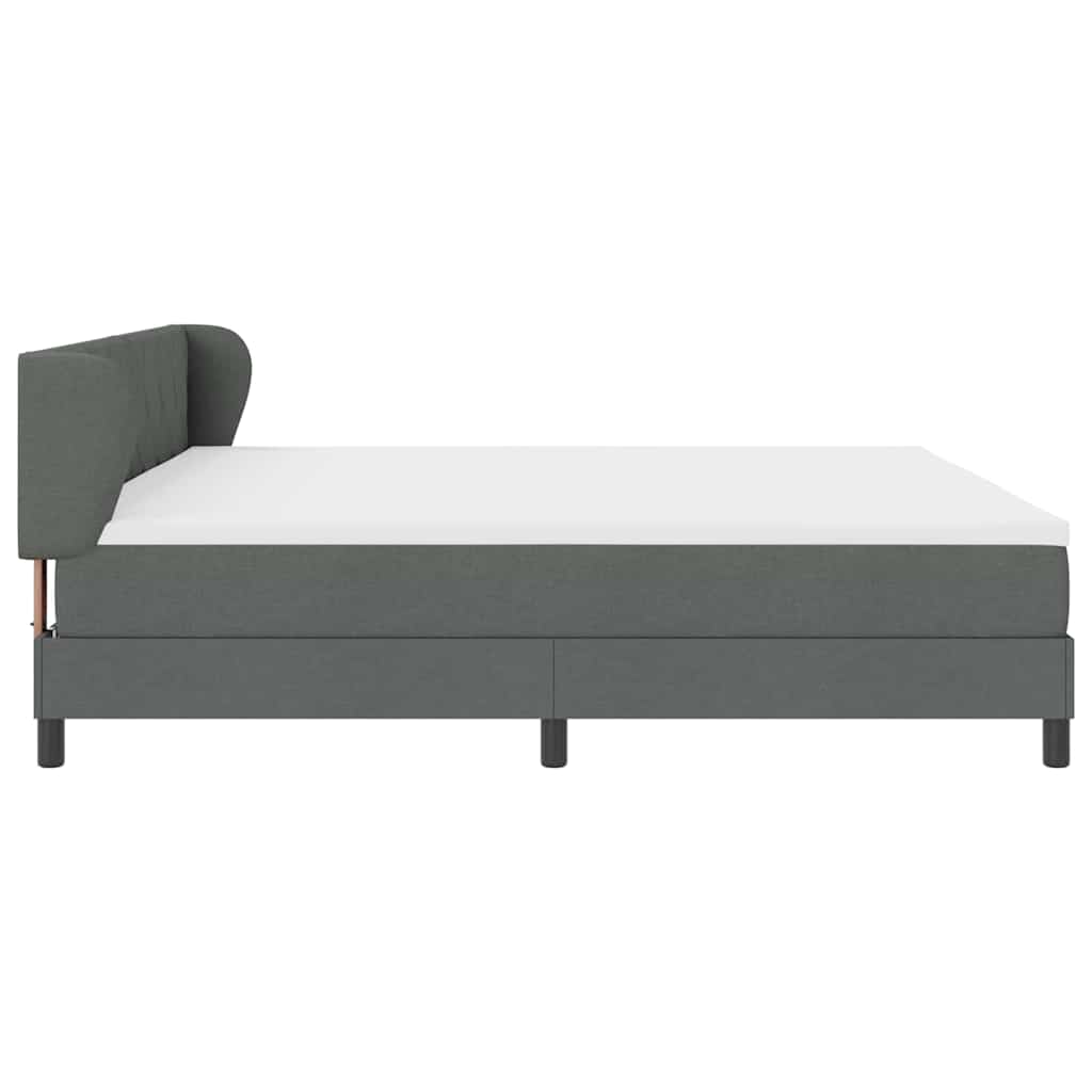 vidaXL Łóżko sprężynowe Z zagłówkiem ciemno szary 200 x 200 cm tkanina