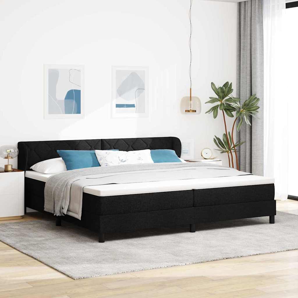 vidaXL Łóżko sprężynowe z materacem Czarny 200 x 200 cm tkanina