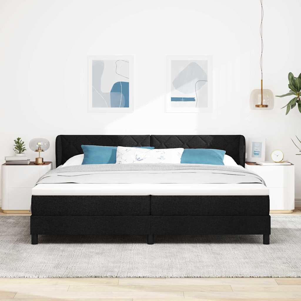 vidaXL Łóżko sprężynowe z materacem Czarny 200 x 200 cm tkanina