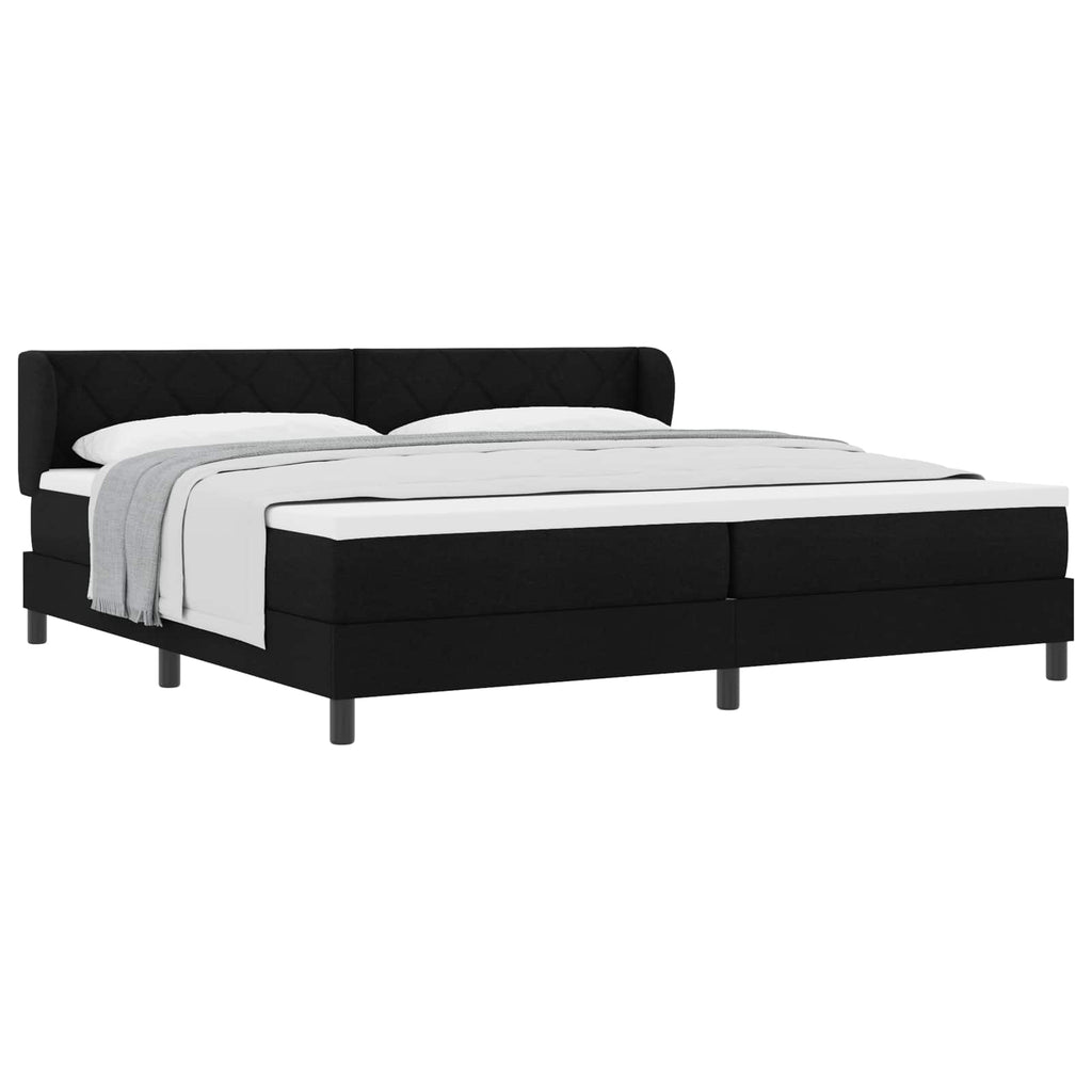 vidaXL Łóżko sprężynowe z materacem Czarny 200 x 200 cm tkanina