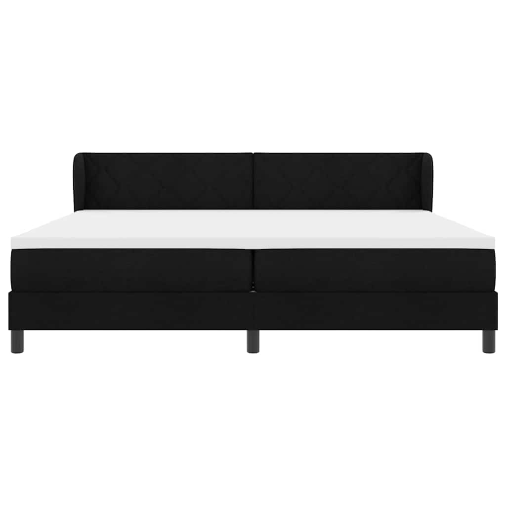 vidaXL Łóżko sprężynowe z materacem Czarny 200 x 200 cm tkanina