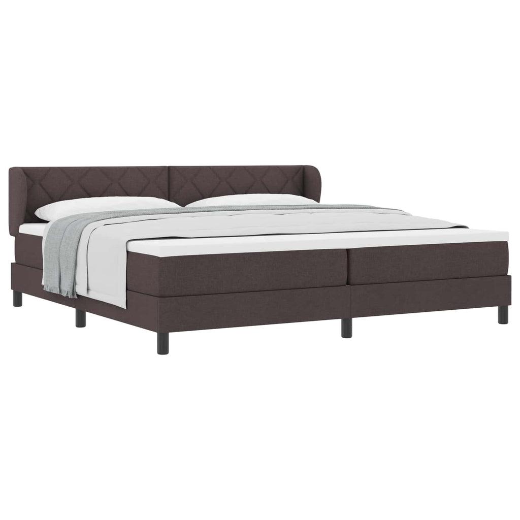 vidaXL Łóżko sprężynowe z materacem Ciemny brąz 200 x 200 cm tkanina