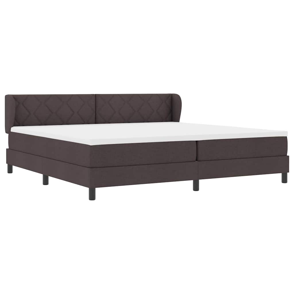 vidaXL Łóżko sprężynowe z materacem Ciemny brąz 200 x 200 cm tkanina