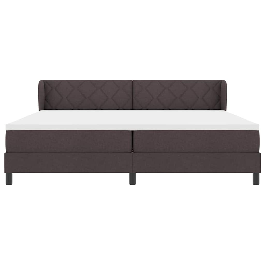 vidaXL Łóżko sprężynowe z materacem Ciemny brąz 200 x 200 cm tkanina