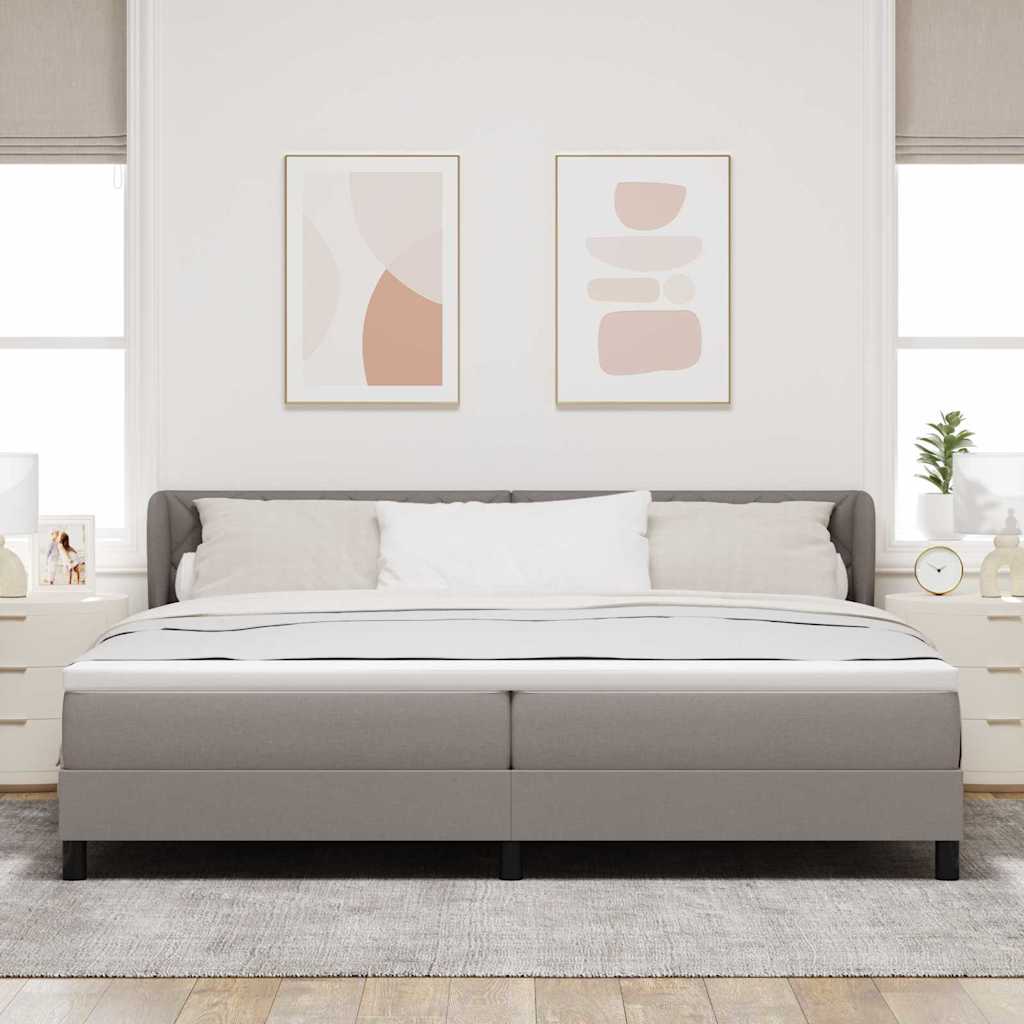 vidaXL Łóżko sprężynowe Z zagłówkiem Ciemnoszary 200 x 200 cm tkanina