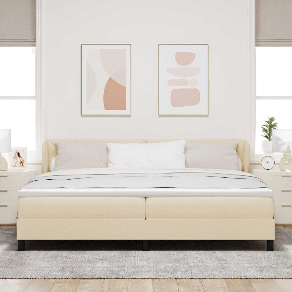 vidaXL Łóżko sprężynowe z materacem Kremowy 200 x 200 cm tkanina