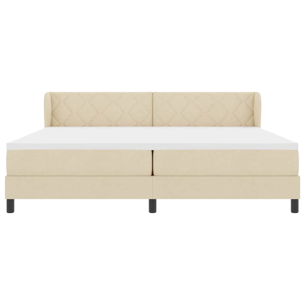 vidaXL Łóżko sprężynowe z materacem Kremowy 200 x 200 cm tkanina