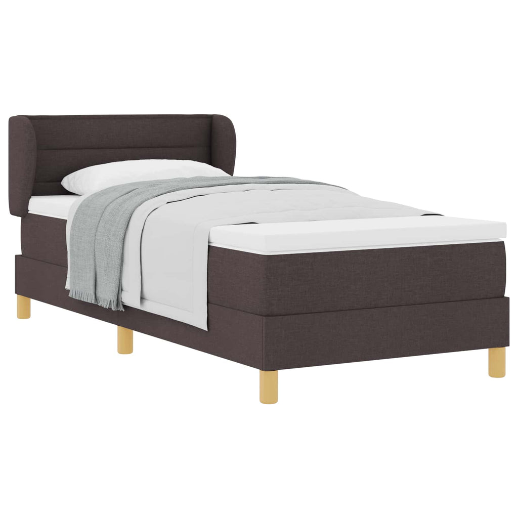 vidaXL Łóżko sprężynowe z materacem Ciemny brąz 80 x 200 cm tkanina