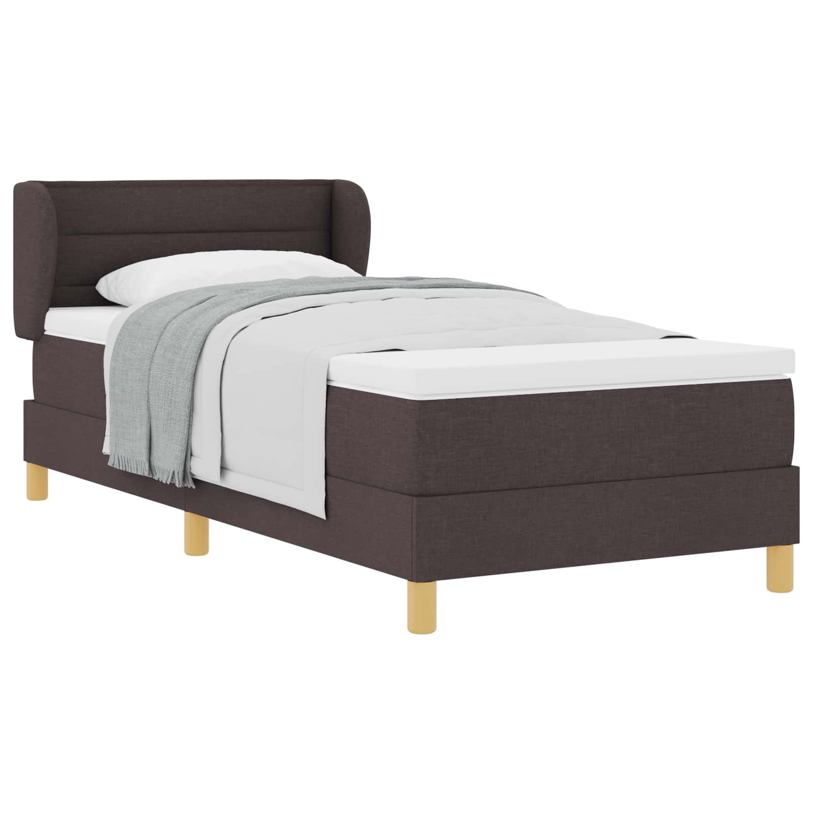 vidaXL Łóżko sprężynowe z materacem Ciemny brąz 80 x 200 cm tkanina