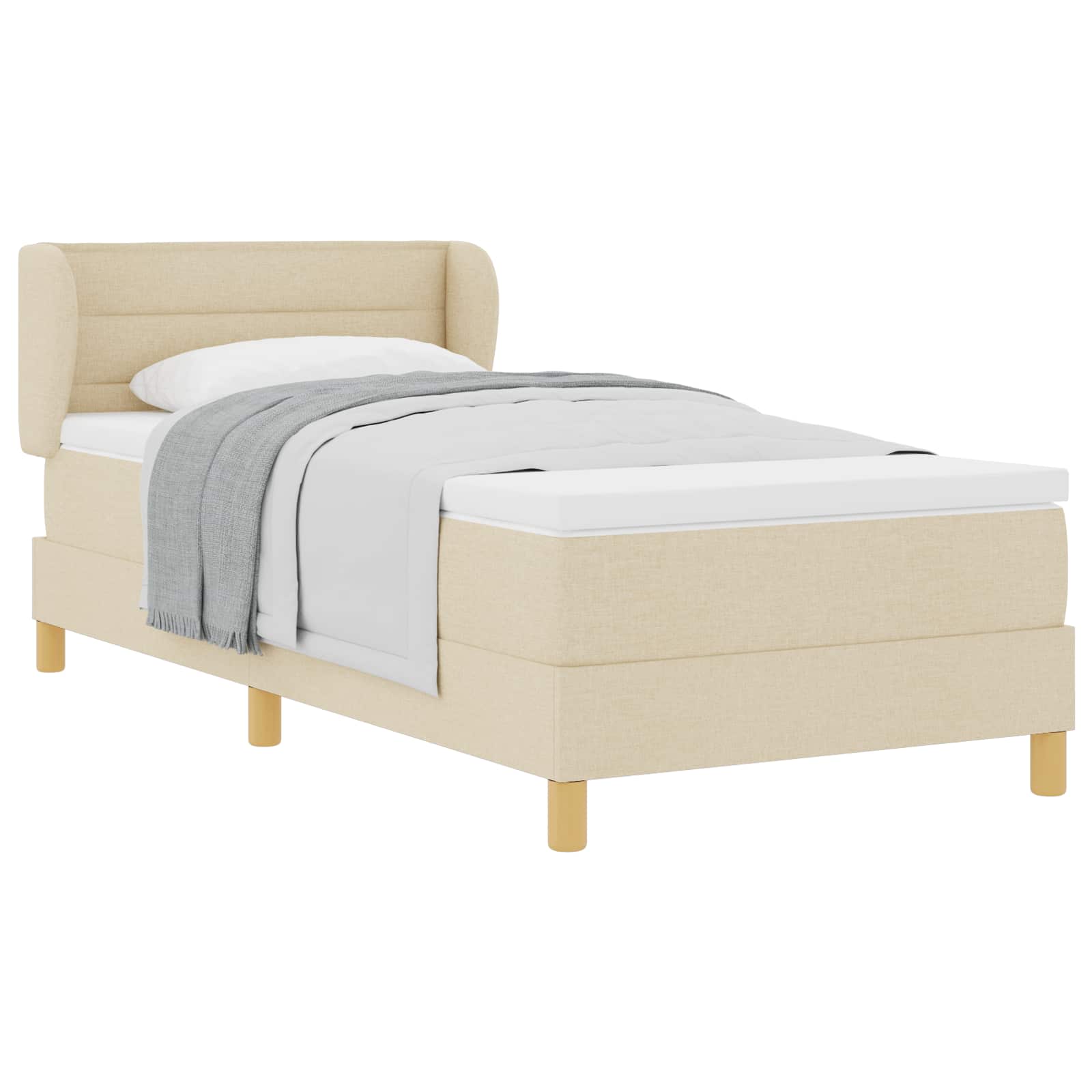 vidaXL Łóżko sprężynowe z materacem Kremowy 80 x 200 cm tkanina