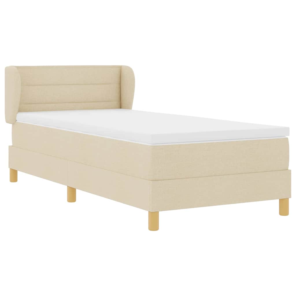 vidaXL Łóżko sprężynowe z materacem Kremowy 80 x 200 cm tkanina