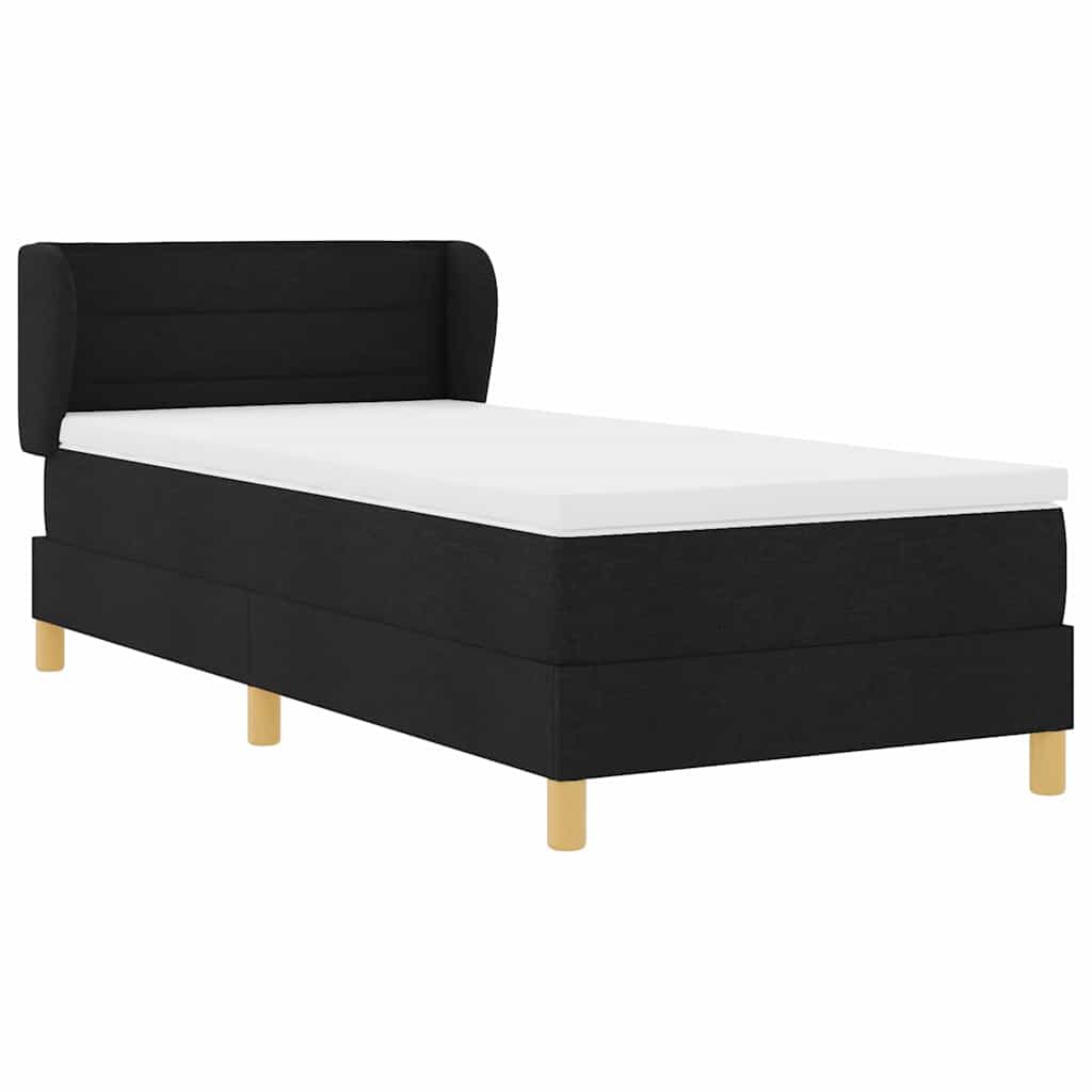 vidaXL Łóżko sprężynowe z materacem Czarny 100 x 200 cm tkanina