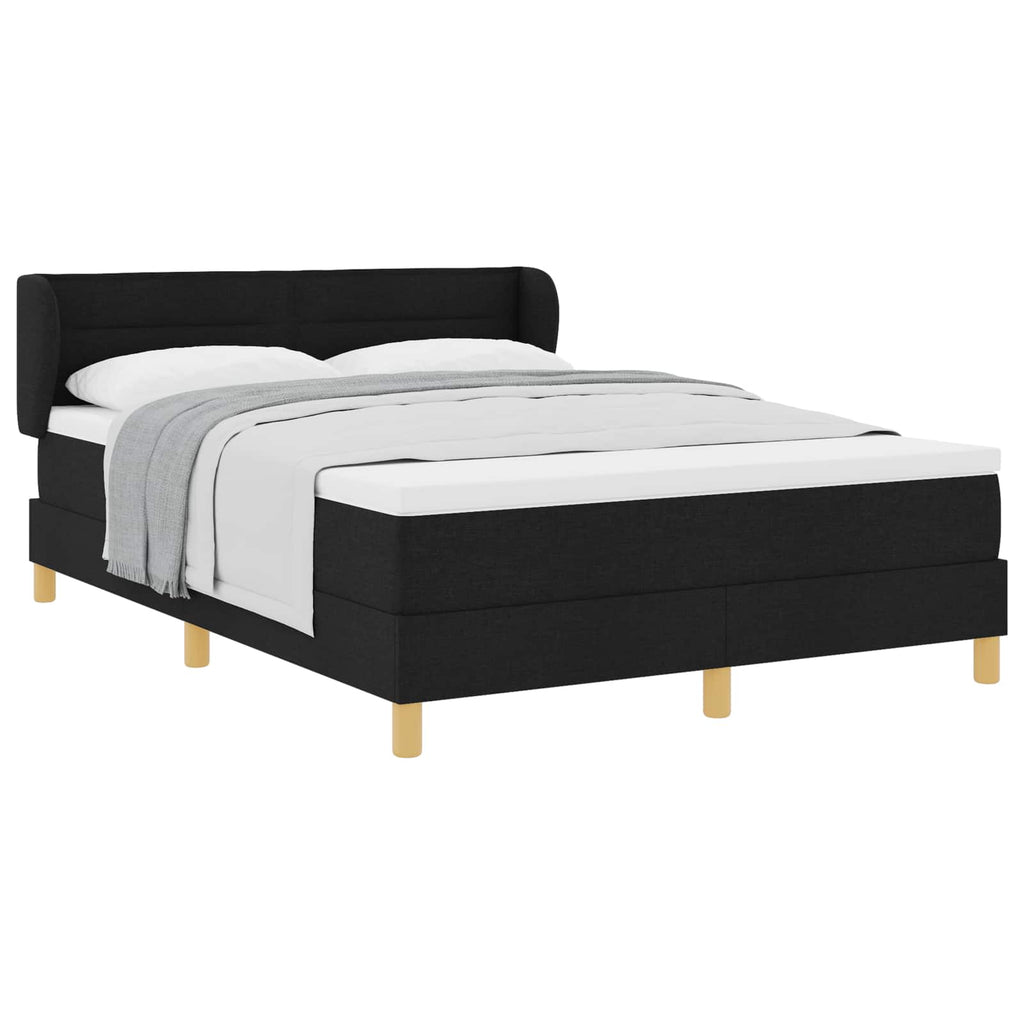 vidaXL Łóżko sprężynowe z materacem Czarny 140 x 190 cm tkanina