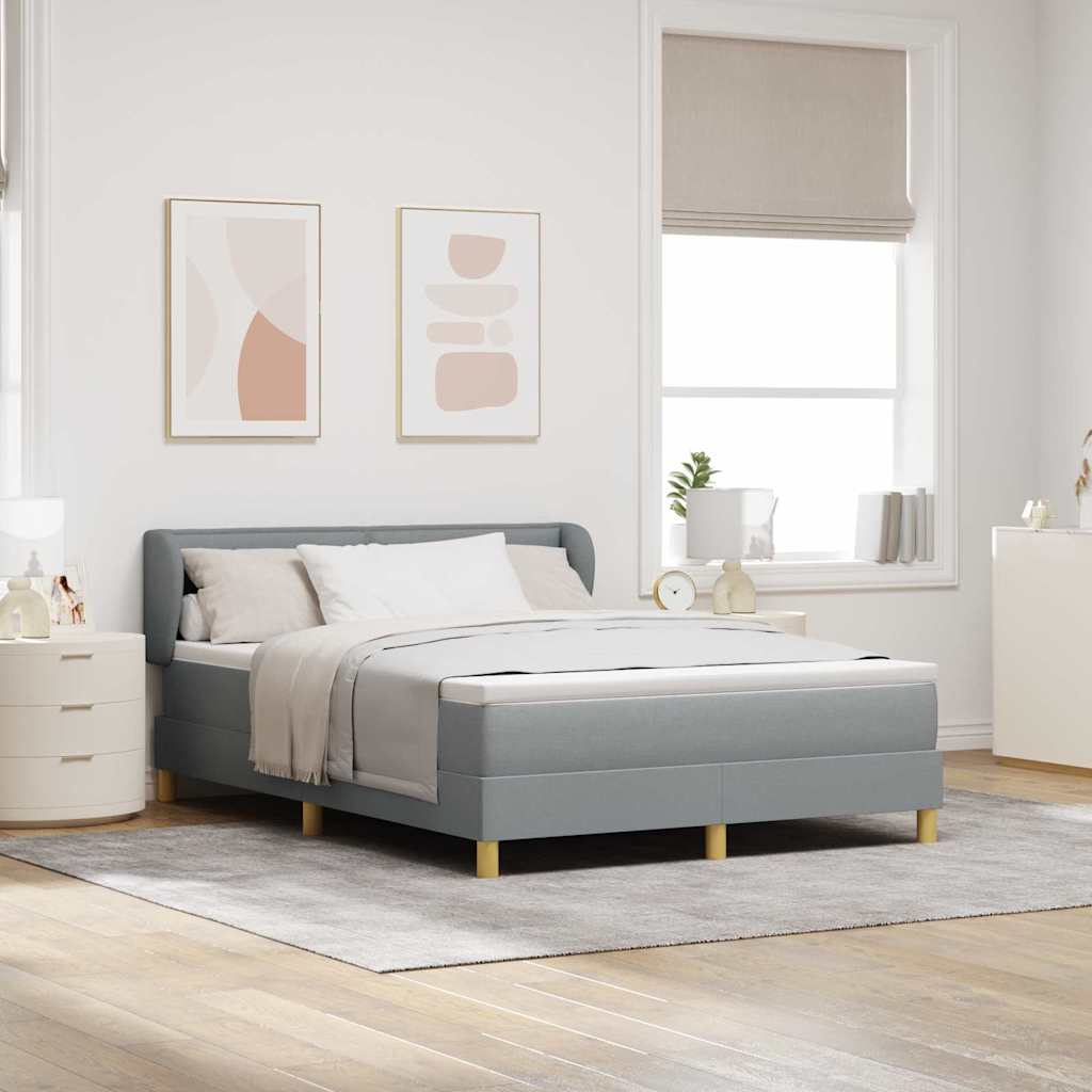 vidaXL Łóżko sprężynowe z materacem Jasnoszary 140 x 200 cm tkanina