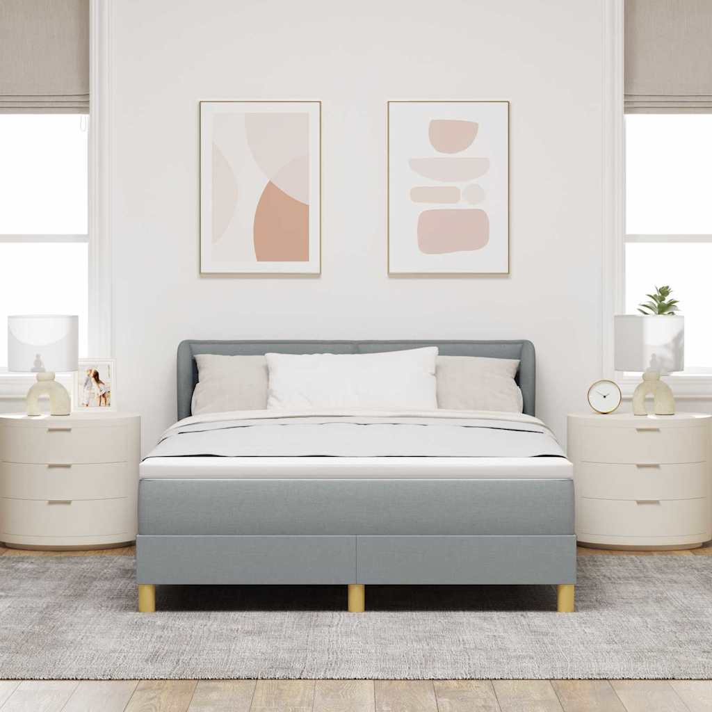 vidaXL Łóżko sprężynowe z materacem Jasnoszary 140 x 200 cm tkanina