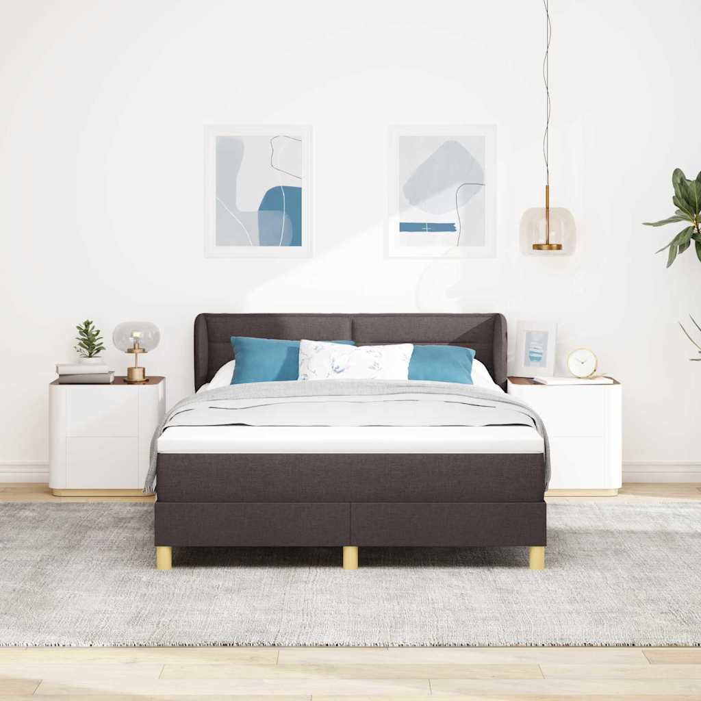 vidaXL Łóżko sprężynowe z materacem Ciemny brąz 140 x 200 cm tkanina