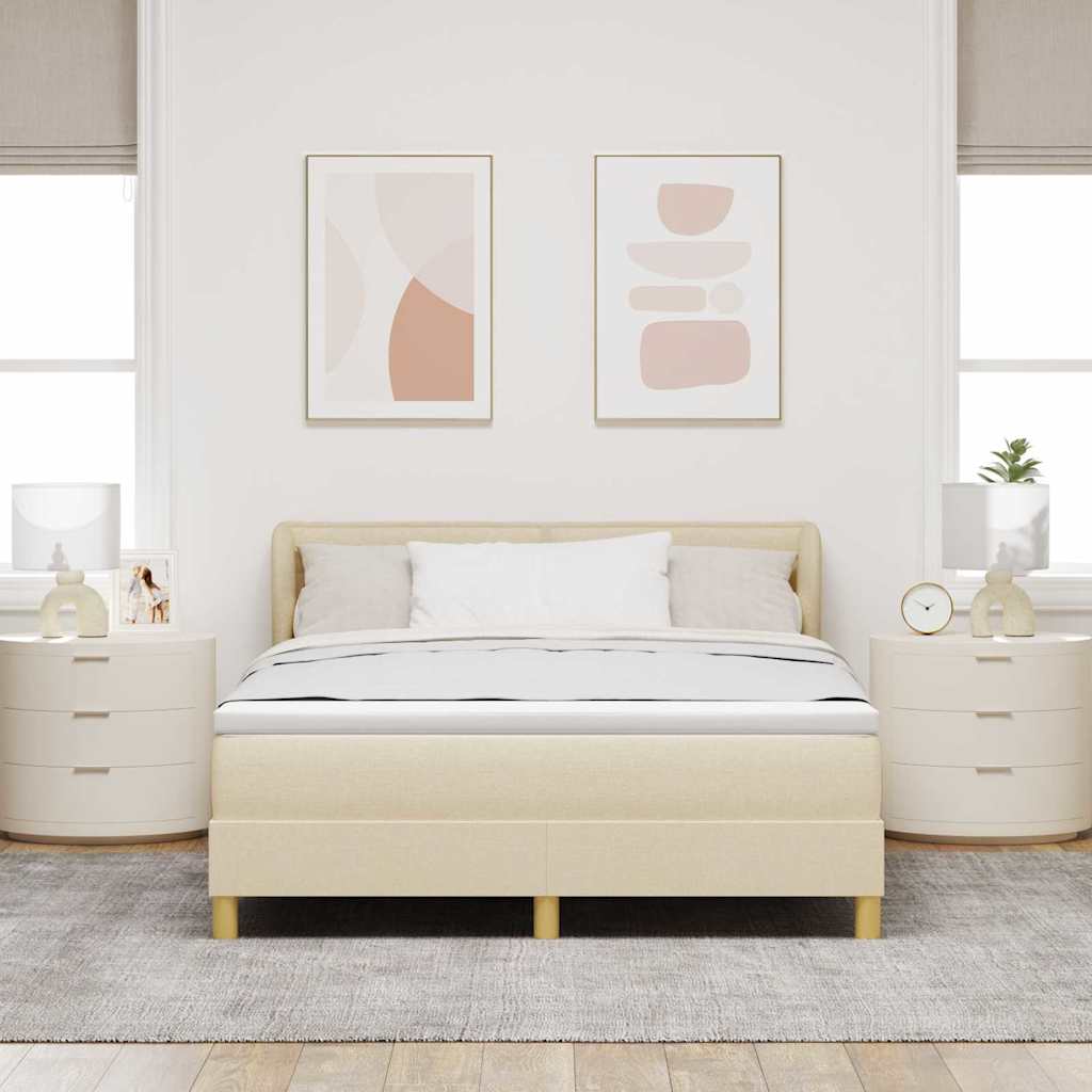 vidaXL Łóżko sprężynowe z materacem Kremowy 140 x 200 cm tkanina